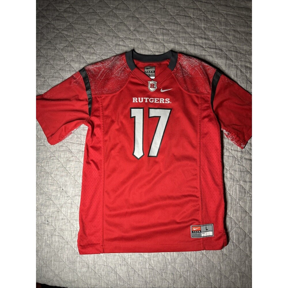 Nike Rutgers Scarlet Knights #1 Football NCAA Red Jersey Youth Large #17